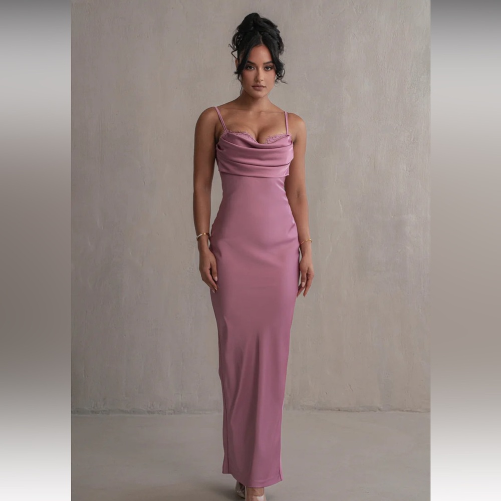 *NWT* JLUXLABEL - BERRY UNVEILED SATIN MAXI DRESS
